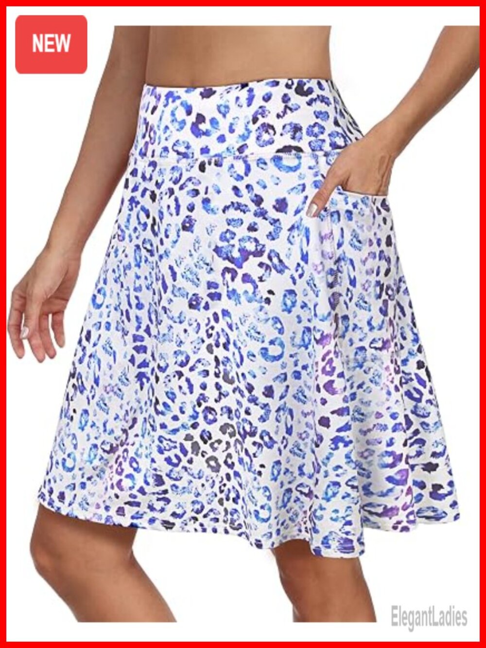 Knee-Length Skort with Built-in Shorts & 4 Pockets for Golf Tennis Activewear